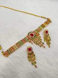 Conjunto de joyería de AD brillante de diseñador para mujer, collar y pendientes indios para celebraciones de Festivales y ropa de boda - Product Image 6