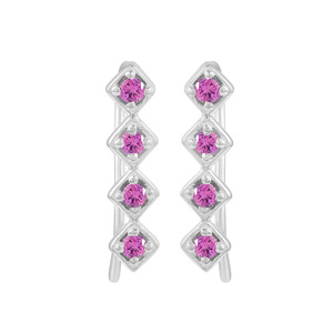 Producto Más Vendido en 2026, Pendientes de Plata de Ley 925 con Zafiro Rosa Natural Redondo, Joyería Fina al por Mayor - Product Image 1