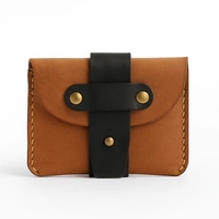 Harga Pabrik Logo Kustom Dompet Pria Minimalis Premium Kulit Asli Tipis Pendek Tahan Lama Multi-Fungsi