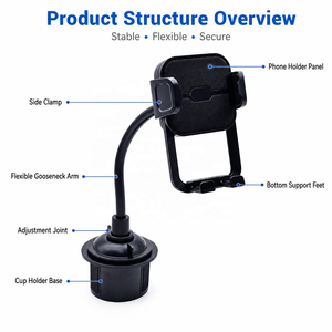 Universal 360 Rotatable Car Cup <strong>Holder</strong> <strong>Phone</strong> Mount Adjustable Gooseneck Cell <strong>Phone</strong> <strong>Holder</strong> for Truck SUV - Product Image 3