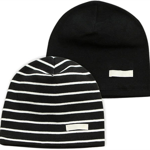 Unisex Cotton <b>Beanie</b> Hat Striped Black White 56-58CM Fitted Casual Ski Cap Multi Panel Adult Four Seasons - Product Image 1