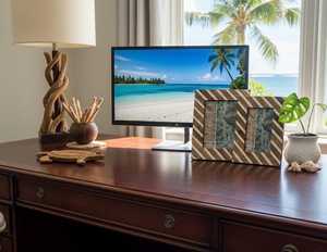 Natural Acacia Wooden <b>Photo</b> Holder With Resin inlay Work For Decorative use at office home living room interior - Product Image 2