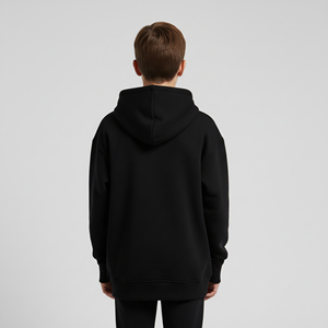 Sweat à capuche zippé noir personnalisé pour enfants, en coton épais, vierge, pour garçons, coupe oversize, avec motifs, en molleton, vente en gros fabricant - Product Image 6