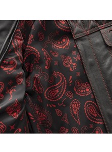 Mens Black Genuine Leather Winter Zipper Quilted Shoulder Motorcycle Vest Red <b>Stitch</b> Slim Fit Rider <b>Coat</b> - Product Image 4