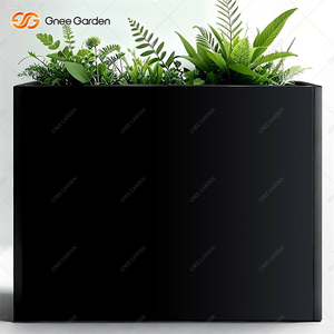 Gnee USA 151L Black Galvanized Steel American Style Square <b>Planter</b> <b>Box</b> Outdoor Garden Flower Pot Indoor/Outdoor Use - Product Image 2