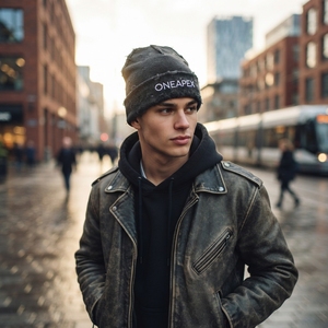 Gorro de punto negro desgastado para hombre, gorro de invierno con dobladillo, gorra unisex estilo streetwear, gorro tipo calavera, accesorio de moda al por mayor con logotipo personalizado - Product Image 5