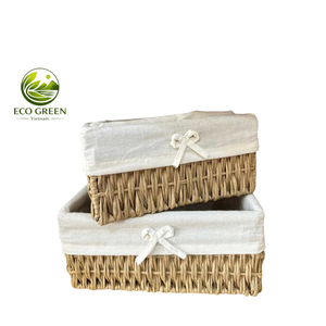 Panier de rangement en jacinthe d'eau avec doublure en tissu pour l'organisation de la maison et l'emballage de cadeaux - Product Image 3