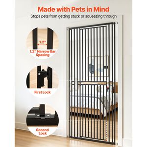 Cancelletto per Animali Domestici Extra Alto 72,9-86,4 cm, Larghezza Regolabile, per Gatti e Cani, Altezza 199,9 cm, Kit di Montaggio a Pressione in Metallo, Kit di Montaggio a Parete Incluso - Product Image 4