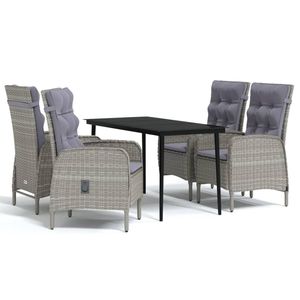 Set da Pranzo da Giardino in Rattan Grigio per 4 Persone, Resistente alle Intemperie, Design Contemporaneo - Product Image 2