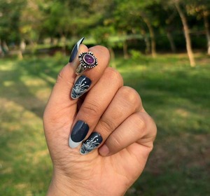 Bague en améthyste naturelle, laiton plaqué argent, bijoux vintage, bagues tendance pour femmes - Product Image 2