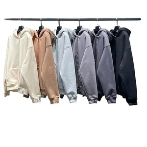 เสื้อฮู้ดซิปโอเวอร์ไซส์ สีครีมล้วน ผ้าฝ้ายฟลีซ สวมใส่สบายได้ทั้งชายและหญิง เหมาะสำหรับฤดูใบไม้ร่วง มีกระเป๋า ดีไซน์เรียบง่าย ทรงปกติ แขนยาว - Product Image 2