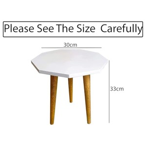 Mesa Auxiliar Octogonal Minimalista de Madera de Mango |   Artesanía al por Mayor |   Acabado Natural - Product Image 3