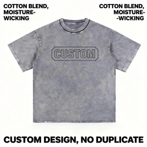 T-shirt en coton délavé surdimensionné pour homme, style rétro streetwear, col rond décontracté, tendance, marché de gros américain - Product Image 6