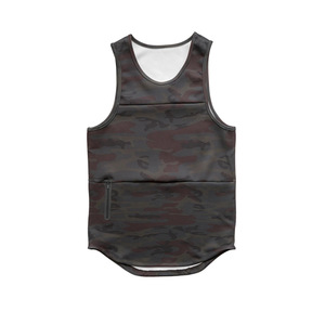<b>Men's</b> <b>White</b> Sleeveless Tank Top O-Neck Quick Dry Sporty Knitted Polyester <b>Vest</b> With Zipper Pocket - Product Image 5