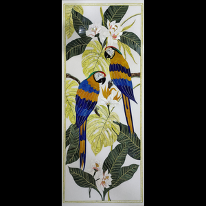 Panel de Pared de Ágata con Incrustaciones de Mármol de Lujo, Decoración Colgante Hecha a Mano con Loros Macaw, Arte Estilo Pájaro - Product Image 2