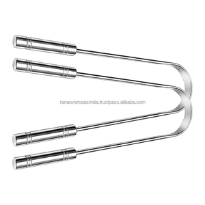 Limpiador de Lengua de Acero Inoxidable de Doble Bucle con Mango de Metal Pulido, Raspador Manual para la Higiene Bucal Diaria - Product Image 2