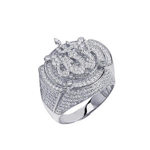 Anillo llamativo redondo de plata de ley 925 con moissanita y diamante, diseño brillante en capas, joyería de moda audaz para compradores mayoristas - Product Image 1