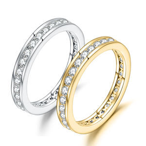 AMBER JEWELS Eternity Band <b>Ring</b> 14K Solid <b>Gold</b> Rhodium Plated Pave <b>Set</b> Lab Grown Diamond Stones IGI Certified Hip Hop <b>Ring</b> - Product Image 2