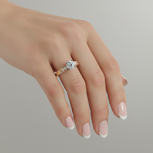 Anillo de compromiso de diamante cultivado en laboratorio Stonewels, estilo vintage con piedras laterales Paisley engastadas en puntas, chapado en oro rosa, certificado. - Product Image 5