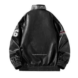 Custom <b>Men's</b> Letterman Varsity Leather PU <b>Jacket</b> Solid College <b>Baseball</b> Patchwork Embroidery Chenille Embroidery Coach <b>Jacket</b> - Product Image 3