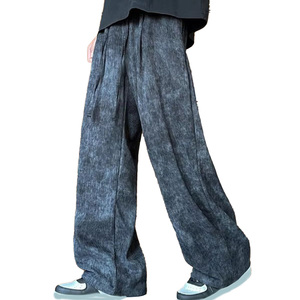 Pantalon de jogging ample et décontracté pour homme, en molleton 320 GSM, délavé à l'acide, effet soleil, sur mesure, tendance, en vente - Product Image 1