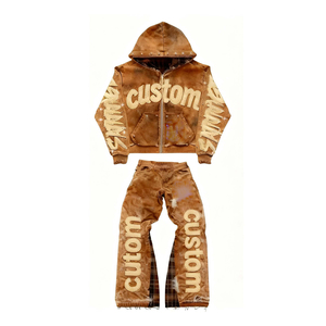 Ensemble de survêtement en velours personnalisé en gros, fabriqué en usine, avec survêtement en polaire et en nylon pour les marques et les détaillants de vêtements américains - Product Image 1