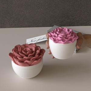 Aromatherapy Round Flower Storage Jar Peony Flower Camellia <b>Candle</b> Cup Gypsum Cement <b>Candle</b> Silicone <b>Mold</b> - Product Image 2