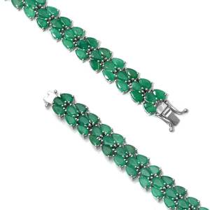 Emerald Triple Line <b>Bracelet</b> 925 Sterling <b>Silver</b> Tennis <b>Bracelet</b> May Birthstone Handmade Dainty Jewelry Gift - Product Image 4