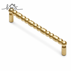 Brushed Gold <b>Brass</b> Cabinet Handle Curved Spindle Bar Shape with Rounded Finial Ends Classic Decorative <b>Drawer</b> <b>Pull</b> Handle - Product Image 4
