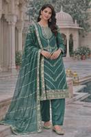 Ensemble Kurti en soie Fendy brodée de sequins avec pantalon doublé en micro-coton et dupatta assorti pour femme QO 1060