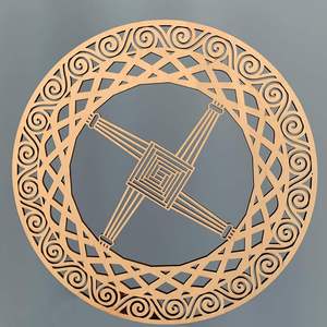 Cruz celta decorativa redonda de madera para pared |   Decoración de Pared de Madera con Corte Láser de Geometría Sagrada |   Decoración Moderna para Paredes Interiores - Product Image 2