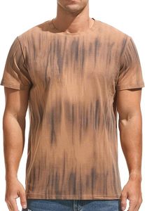 <b>Men's</b> <b>Tie</b>-Dye Short Sleeve T-Shirt O-Neck Knitted Regular Fit Casual Style <b>Brown</b> Patterned Top - Product Image 3