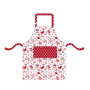 Modern Heart Pattern 100% Cotton Apron with Pink Pocket and Straps Sustainable Kitchen Use for Hotels & Restaurants - Product Image 4