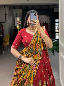 <b>Red</b> Digital Printed <b>Lehenga</b> Choli Set With Dupatta Traditional Indian Pakistani <b>Wedding</b> Wear Floor Length Women's Attire - Product Image 2