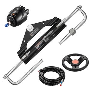 Kit di Sterzo Idraulico Fuoribordo da 150 CV con Volante Marino in PVC da 13,5 Pollici e Sistema Idraulico con Pompa - Product Image 1