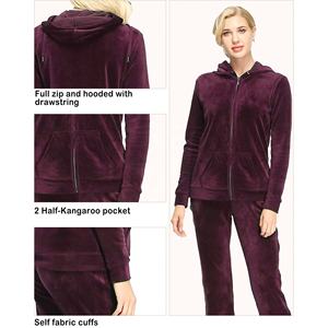 Ensemble de survêtement deux pièces pour femmes en velours brodé personnalisé de haute qualité 100% coton écologique - Product Image 3