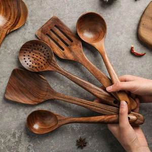 Juego de Utensilios de Cocina de Madera de Acacia Natural de 1 Pieza, Resistentes al Calor, Ligeros, Herramientas de Cocina Sostenibles, Aptos para Lavavajillas - Product Image 3