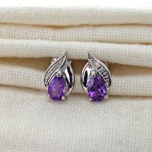 <b>Amethyst</b> <b>Stud</b> <b>Earrings</b> Sterling Silver February Birthstone Gemstone Jewelry For Women - Product Image 4