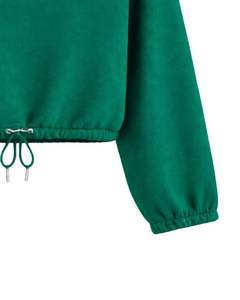 Sudadera Corta Personalizada Verde Esmeralda para Mujer con Cierre de Cremallera, Estilo Casual, con Cordón Ajustable en el Bajo, de Felpa Suave, Algodón y Poliéster - Product Image 6