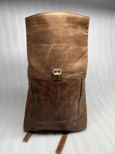 Authentic Genuine Leather <b>Roll</b> Top <b>Backpack</b> Premium Cowhide Rucksack Wholesale Price Fashion Travel Bag Men LRTB-0134B - Product Image 5