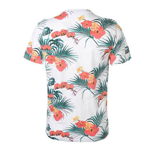 Camiseta de Manga Corta con Estampado Floral para Hombre, Cuello Redondo, Corte Regular, Algodón, Estilo Casual, Transpirable, Diseño Personalizado - Product Image 6
