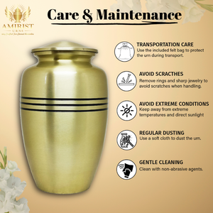 Urne funéraire de luxe en laiton finition or pour cendres humaines adulte, urne commémorative écologique européenne et américaine pour la maison, 10 pouces - Product Image 3