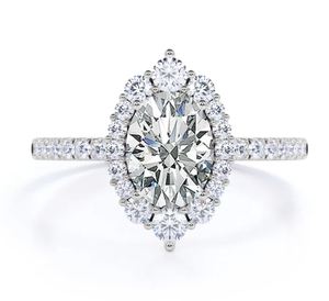 แหวนหมั้นหรูหราประดับเพชรโมอิสซาไนต์ทรงรี 1.3 กะรัต แบบวินเทจ ชุบทองคำขาว สำหรับงานแต่งงานและวันครบรอบ - Product Image 1