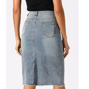 2026 Latest Design <b>Long</b> Length Cotton Denim Ladies <b>Skirts</b> Custom Made Casual Style Breathable Natural Waistline OEM ODM - Product Image 6