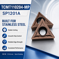 Plaquette de tournage interne en carbure de tungstène revêtue PVD JiuzhouTimes TCMT110204-MP SP1201A pour acier inoxydable, pour tour CNC