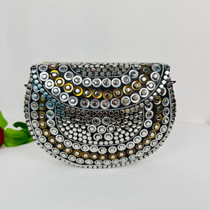 Custom Washable <b>Antique</b> Style Modern Polished Gold-Plated Aluminium Sculpture Polka Dot Shoulder Purse Stylish Bridal <b>Frame</b> - Product Image 2
