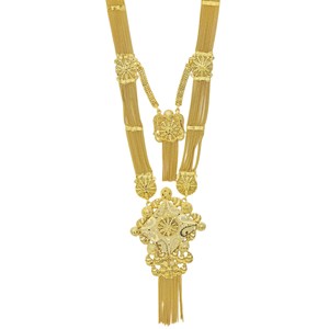 Ensemble de bijoux longs plaqué or 14K/18K/24K de style turc et de Dubaï, avec boucles d'oreilles à franges et grande bague statement – Vente en gros - Product Image 3