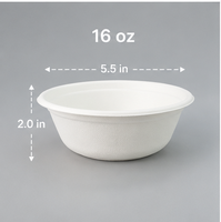 Bol en bagasse biodégradable de qualité alimentaire 16 oz, compatible micro-ondes, compostable, pour fêtes et plats à emporter