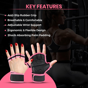 Wrist Wraps For Weightlifting Fingerless Gym Gloves With Wrist Support, Palm Padding For Gym, Fitness, Cross Training, Cycling - Product Image 2