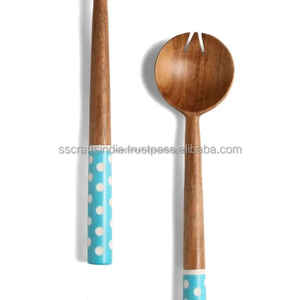 Ensemble de couverts à salade en bois de qualité supérieure, cuillère et fourchette, finition polie, passe au lave-vaisselle, emballage personnalisé pour la table à manger, cadeau - Product Image 6